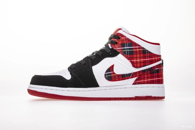 Plaid White Jordan  Mid 1 (GS) 554725-607 0101
